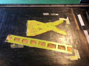 ladder and nobody on the press