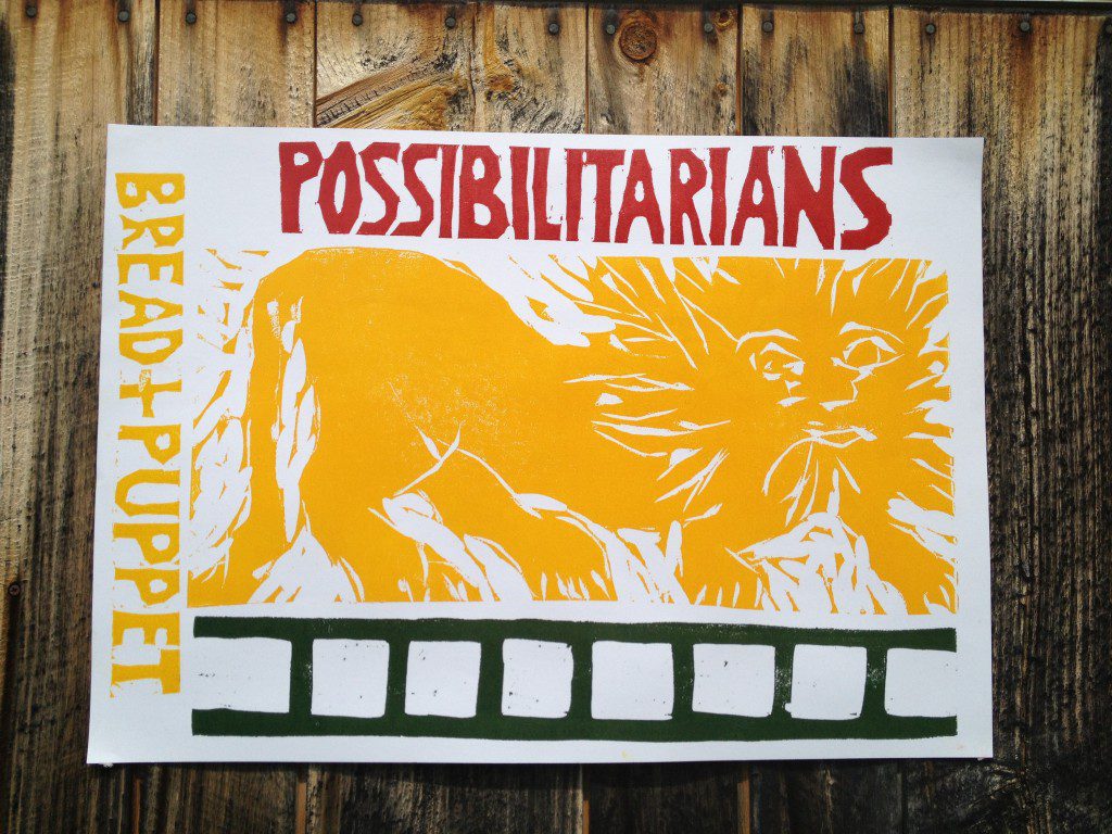 lion poster wood background Bread & Puppet Printshop Internship: Week 6, Part 2